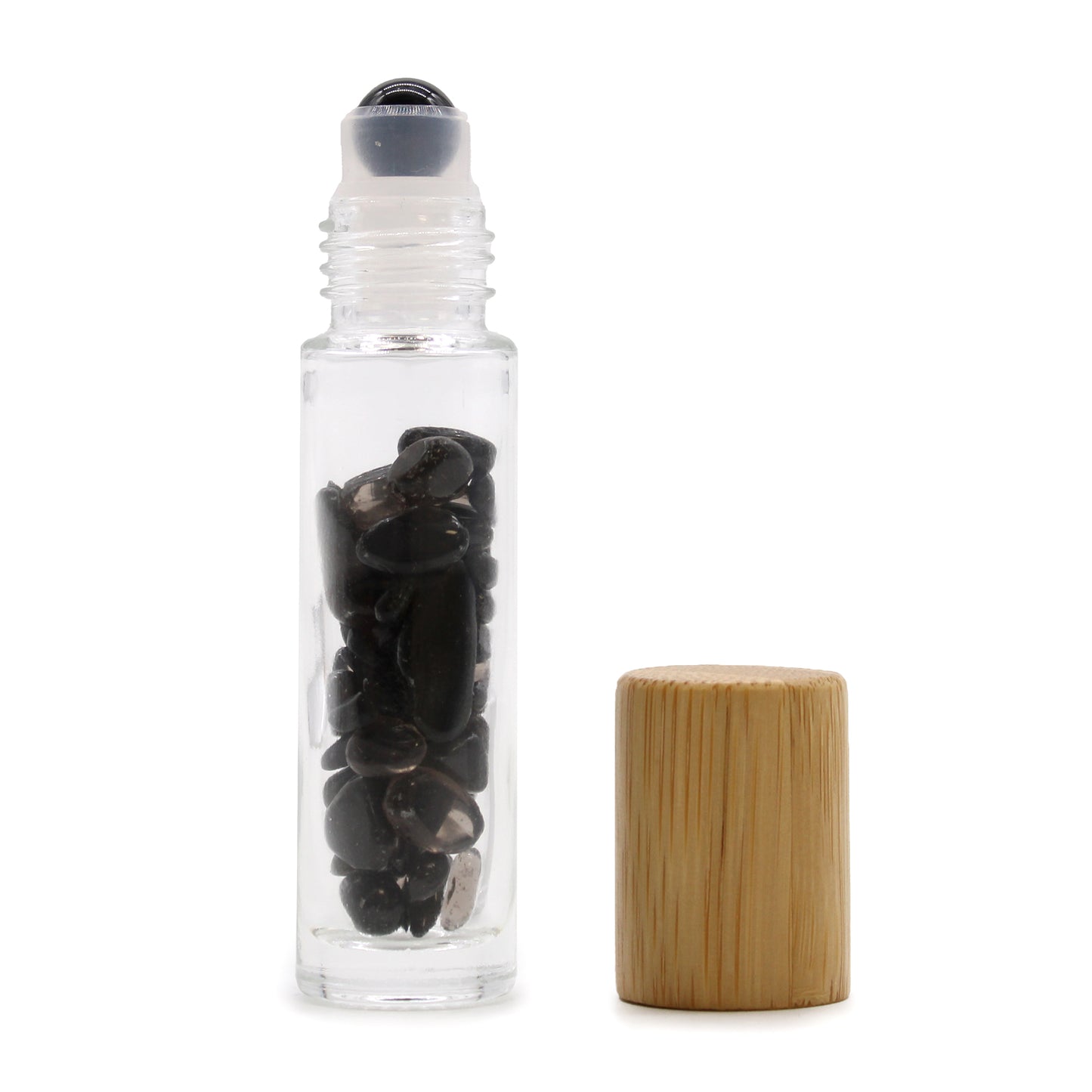 Gemstone Roller Bottle – Black Tourmaline | Wooden Cap