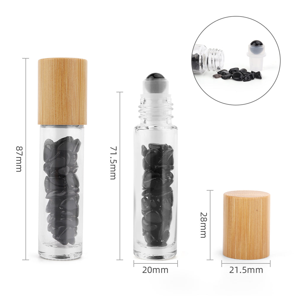Gemstone Roller Bottle – Black Tourmaline | Wooden Cap