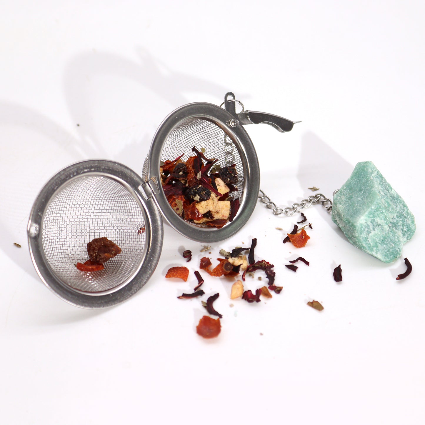 Raw Gemstone Tea Strainer – Tiger's Eye | Stainless Steel Infuser with Natural Crystal