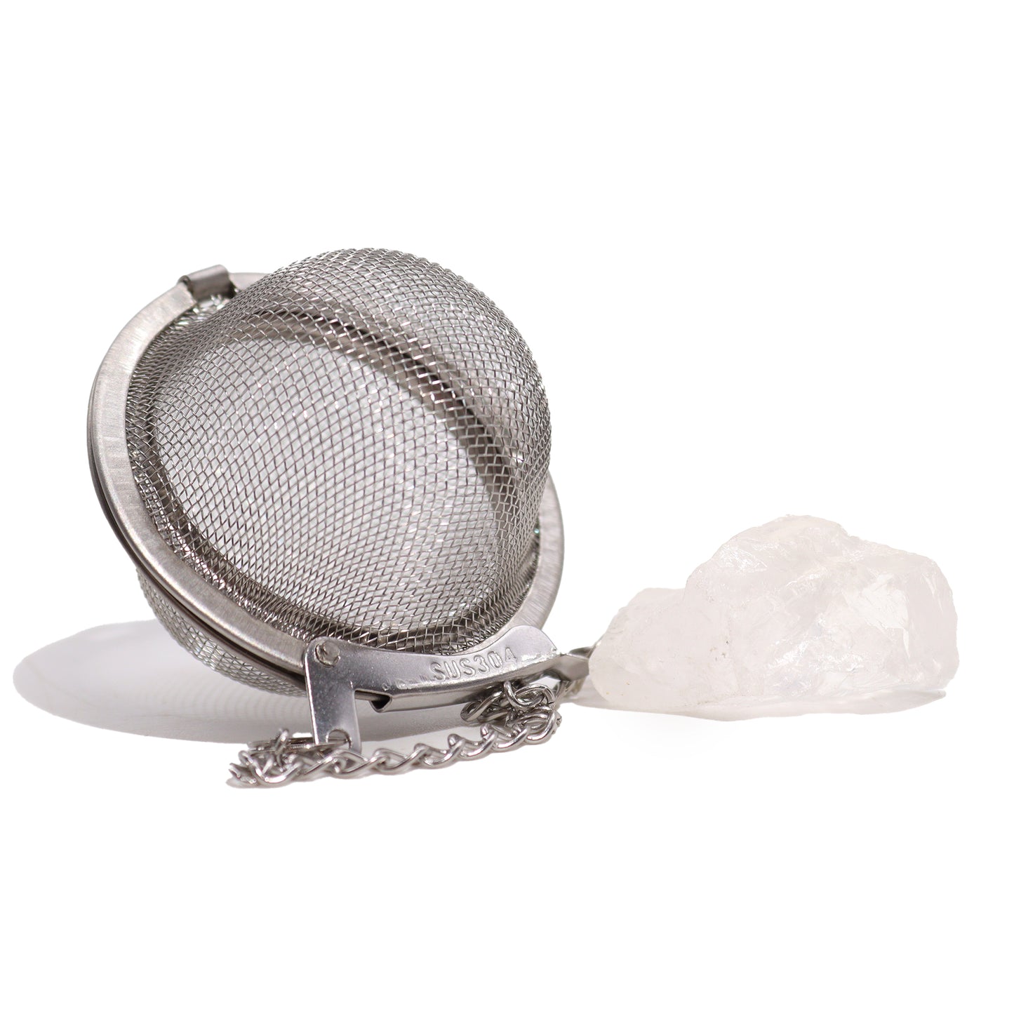 Raw Gemstone Tea Strainer – Clear Quartz | Stainless Steel Infuser with Natural Crystal