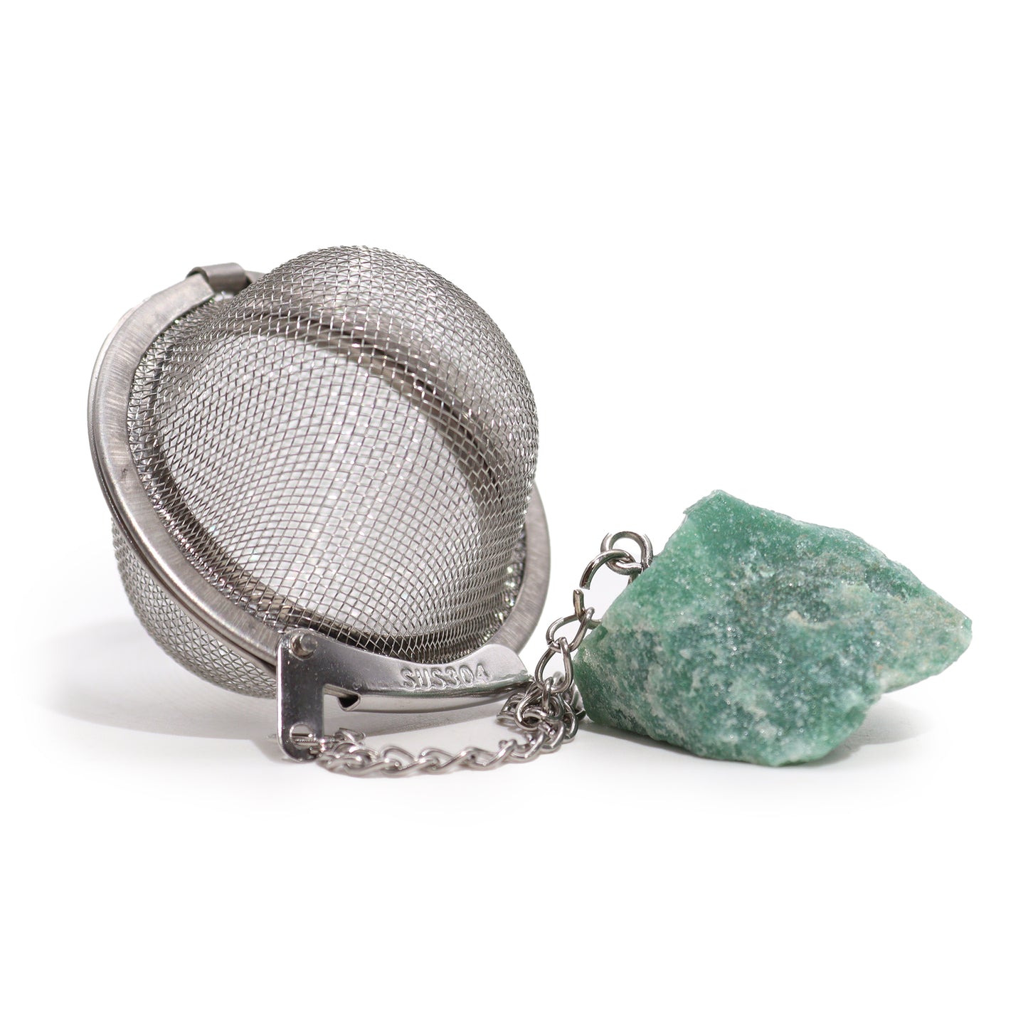 Raw Gemstone Tea Strainer – Green Aventurine | Stainless Steel Infuser with Natural Crystal