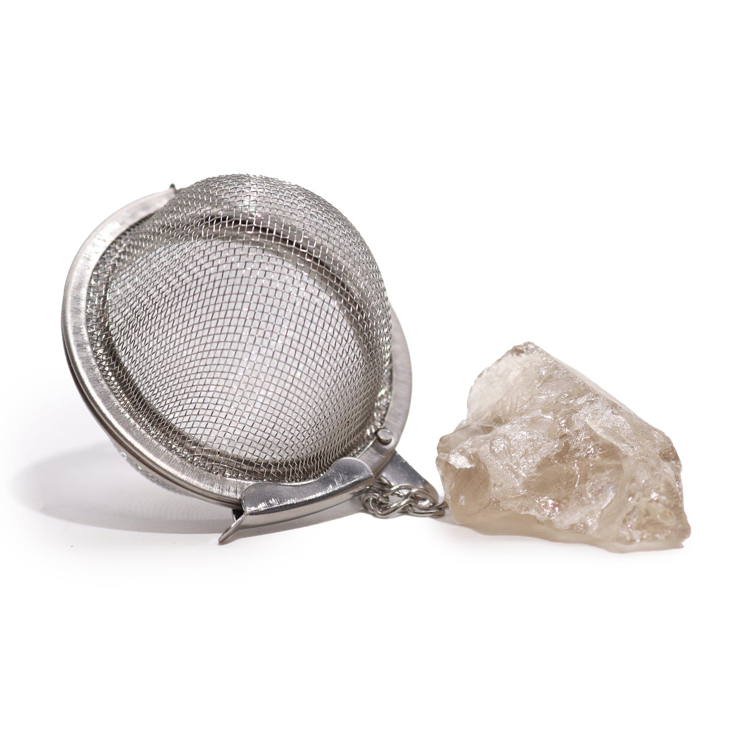 Raw Gemstone Tea Strainer – Smoky Quartz | Stainless Steel Infuser with Natural Crystal