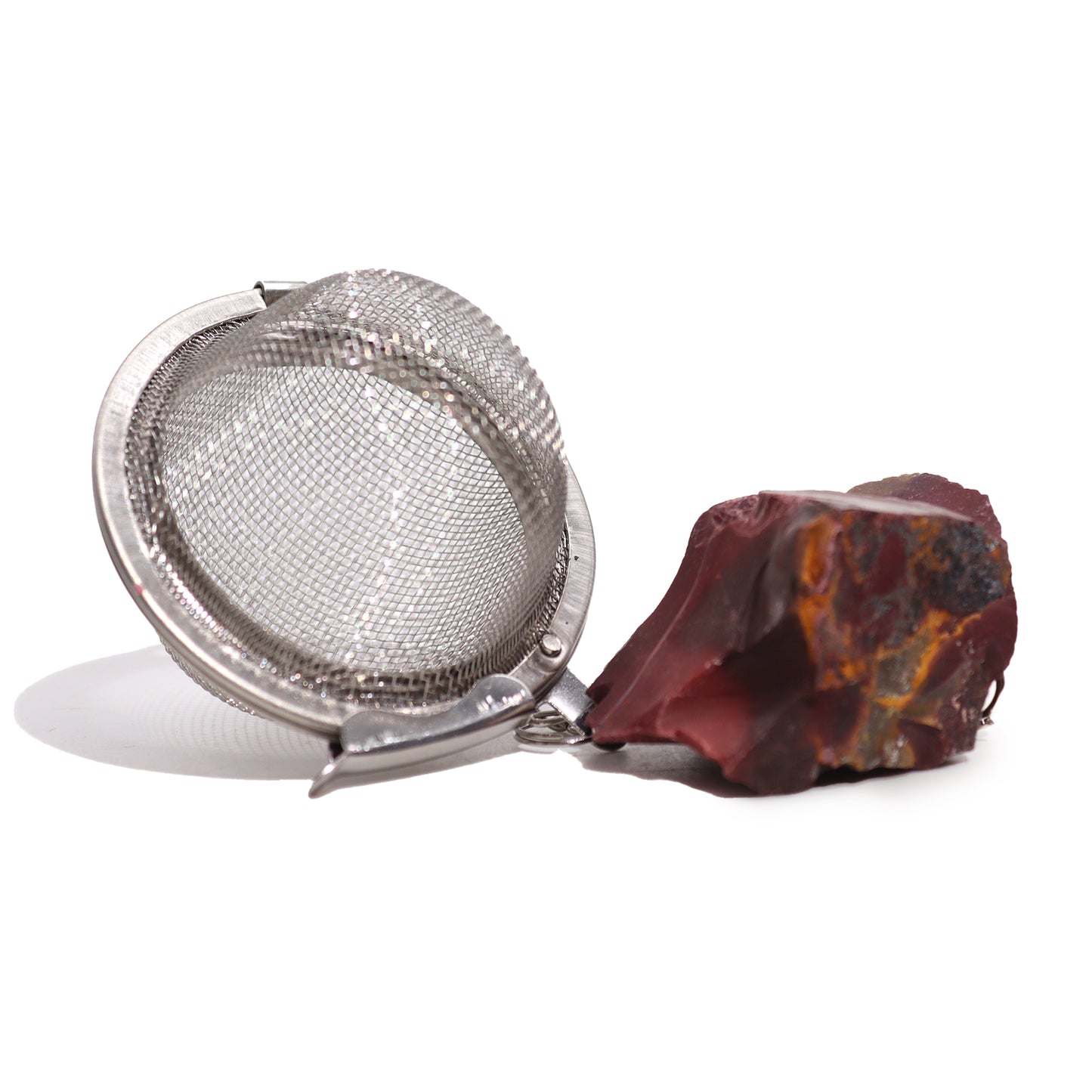 Raw Gemstone Tea Strainer – Mookaite | Stainless Steel Infuser with Natural Crystal