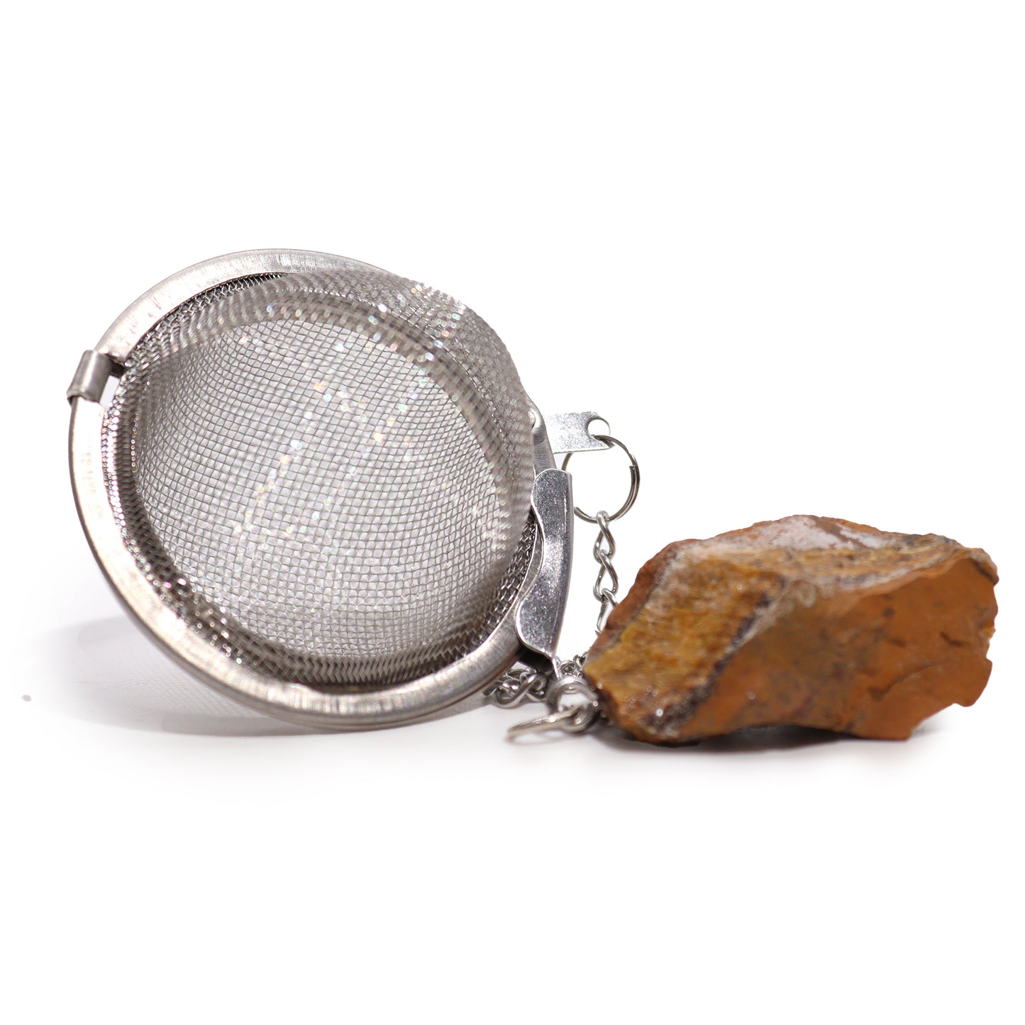Raw Gemstone Tea Strainer – Tiger's Eye | Stainless Steel Infuser with Natural Crystal