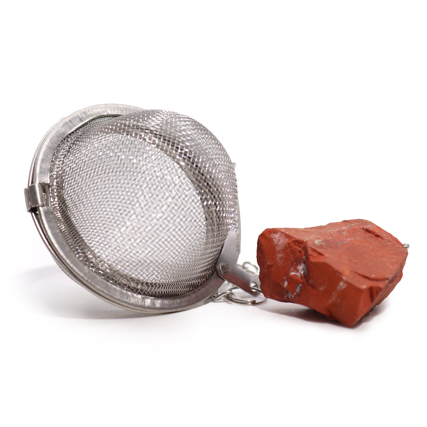 Raw Gemstone Tea Strainer – Red Jasper | Stainless Steel Infuser with Natural Crystal