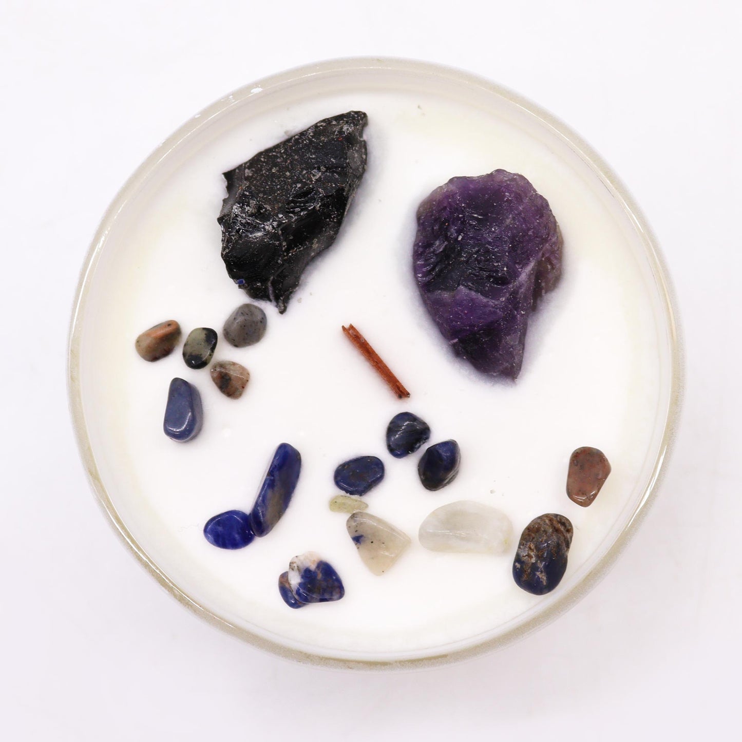 Solar Plexus Chakra Crystal Candle – 360g | Deep Forest Fragrance with Amethyst & Black Agate