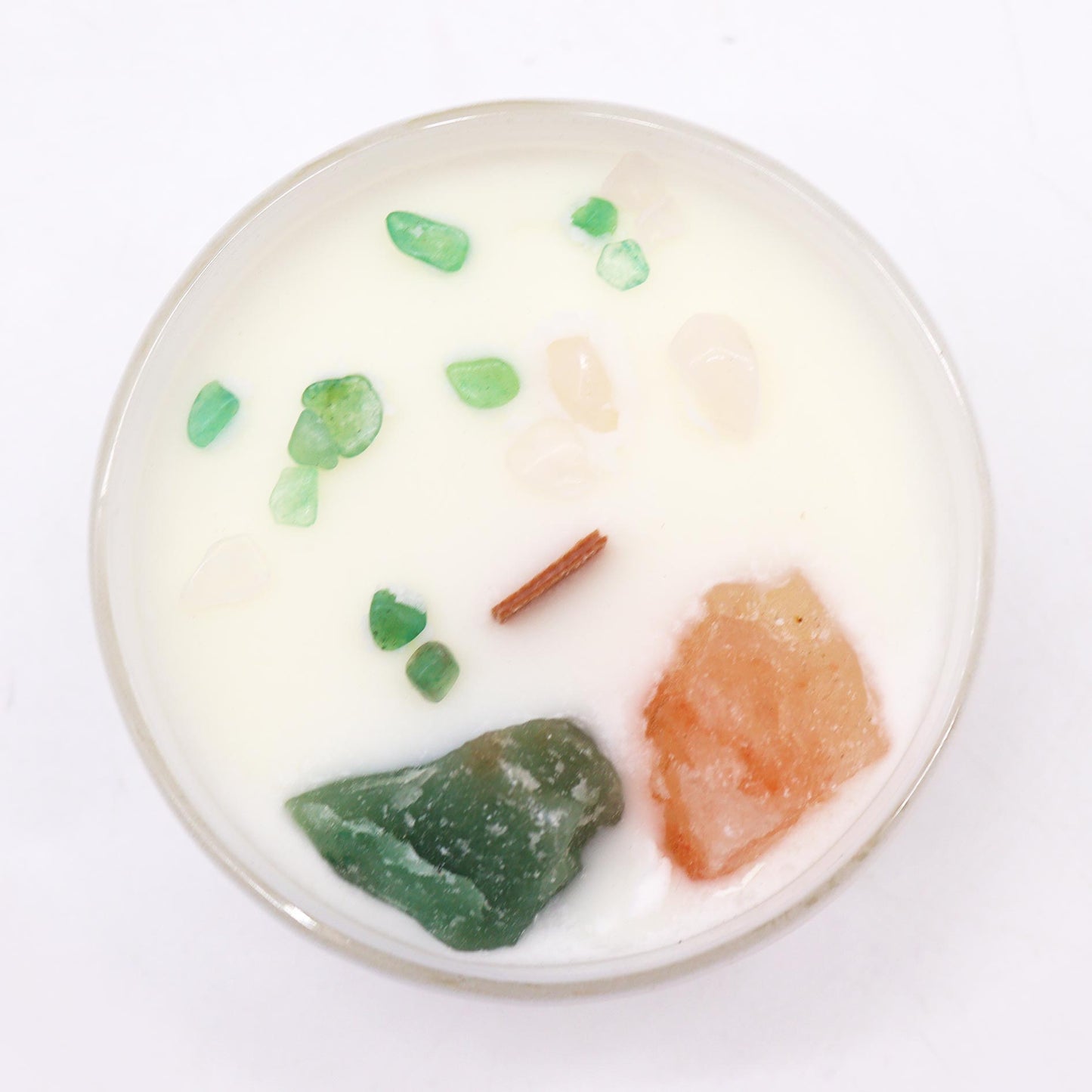 Heart Chakra Crystal Candle – 360g | Rose Musk Fragrance with Rose Quartz & Crystal Jade