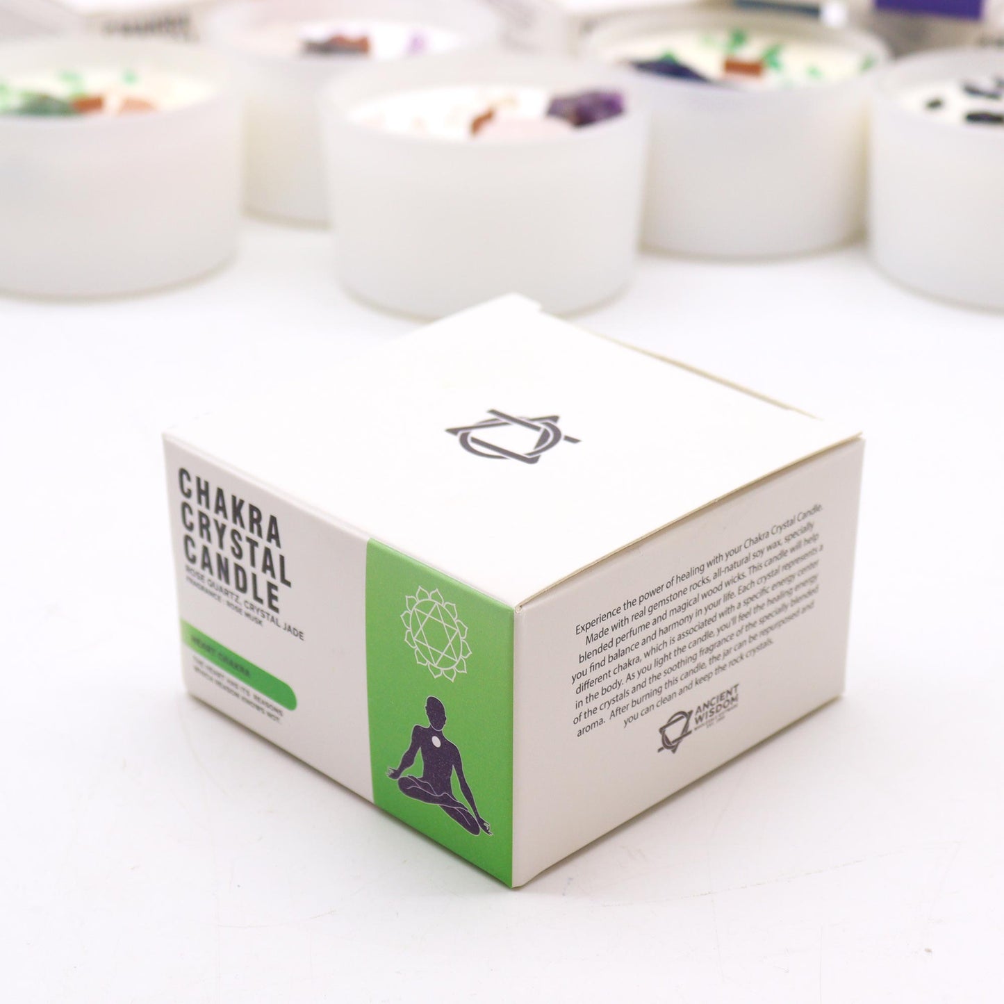 Heart Chakra Crystal Candle – 360g | Rose Musk Fragrance with Rose Quartz & Crystal Jade
