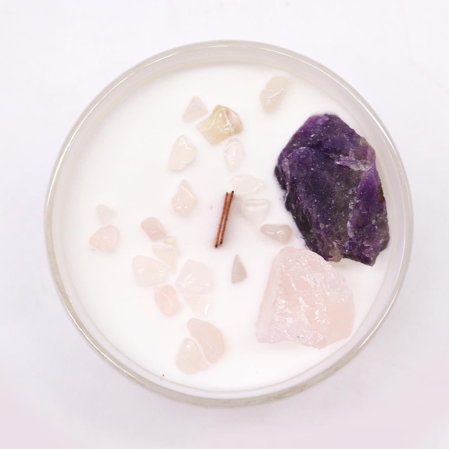Third Eye Chakra Crystal Candle – 360g | Sweet Crystal Truth Fragrance with Amethyst & Rose Quartz