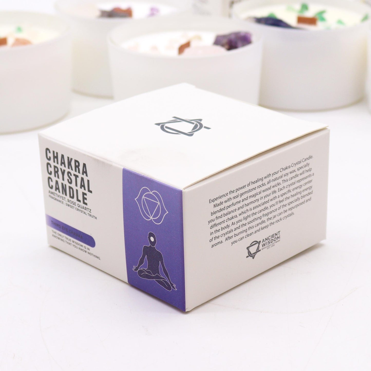 Third Eye Chakra Crystal Candle – 360g | Sweet Crystal Truth Fragrance with Amethyst & Rose Quartz
