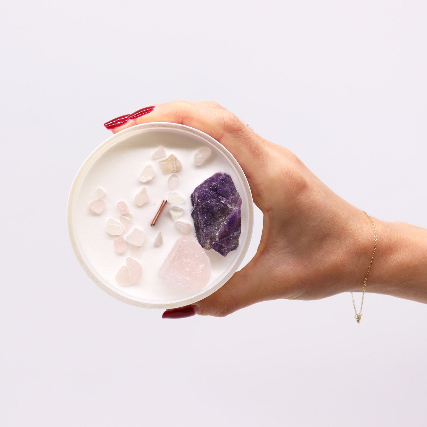 Third Eye Chakra Crystal Candle – 360g | Sweet Crystal Truth Fragrance with Amethyst & Rose Quartz