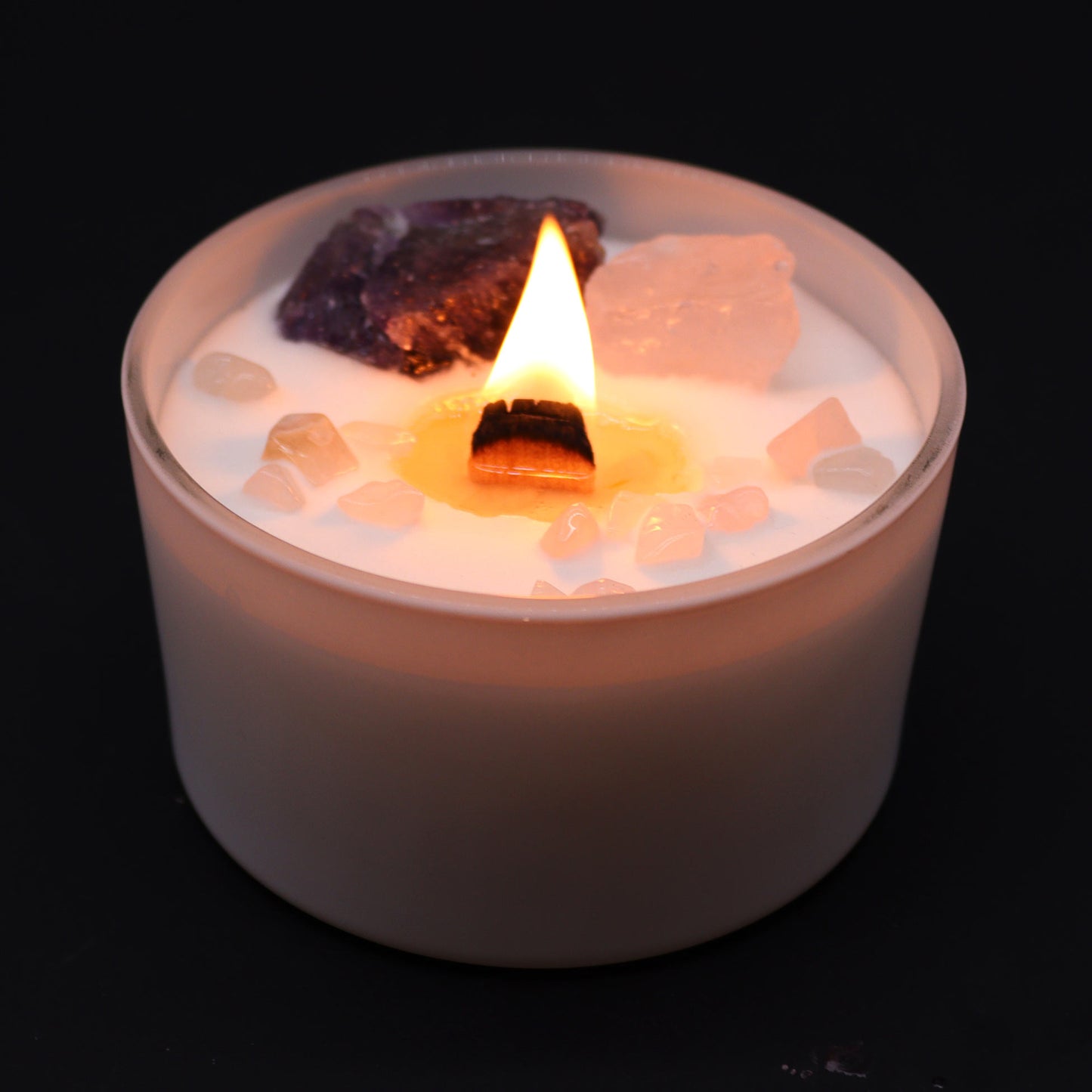 Third Eye Chakra Crystal Candle – 360g | Sweet Crystal Truth Fragrance with Amethyst & Rose Quartz