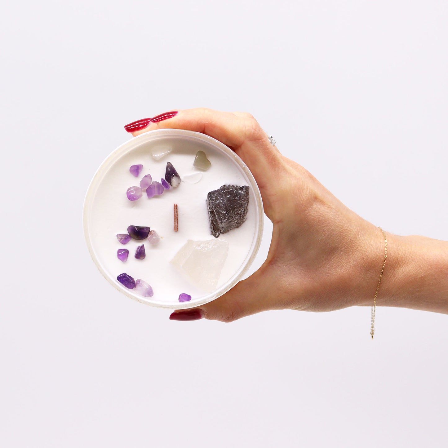 Crown Chakra Crystal Candle – 360g | Ocean Breeze Fragrance with Celestite & Selenite