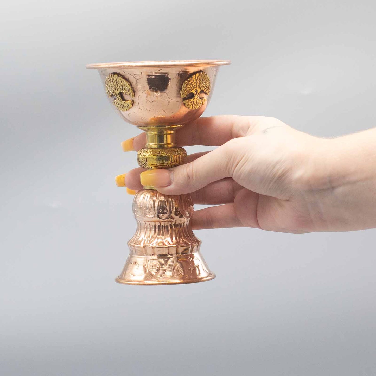 Copper-Tone Ritual Offering Goblet – Tree of Life Design | Vessel for Incense & Ritual Use