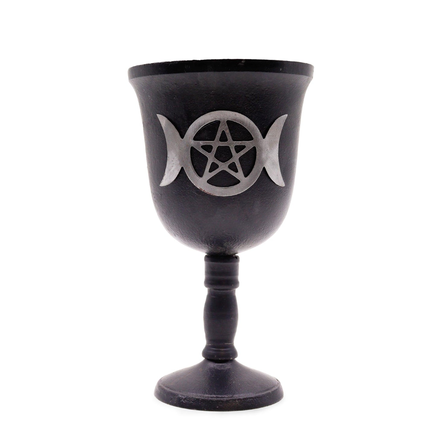 Iron Ritual Offering Goblet – Triple Moon Pentagram Design | Vessel for Ritual Use