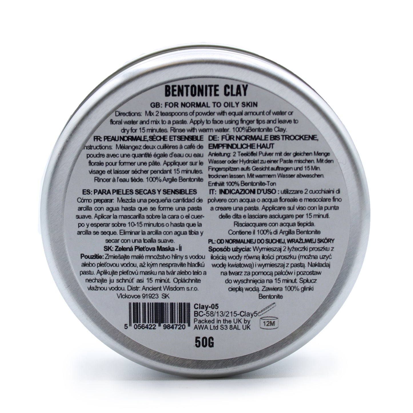 Bentonite Clay Face Mask Powder – 50g | Deep Pore Detox