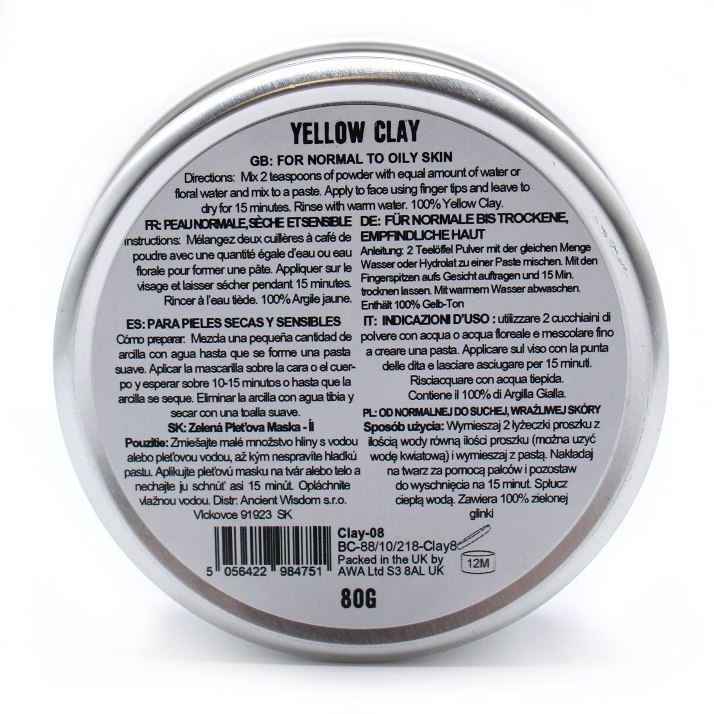 French Yellow Clay Mask Powder – 80g | Detox & Exfoliate