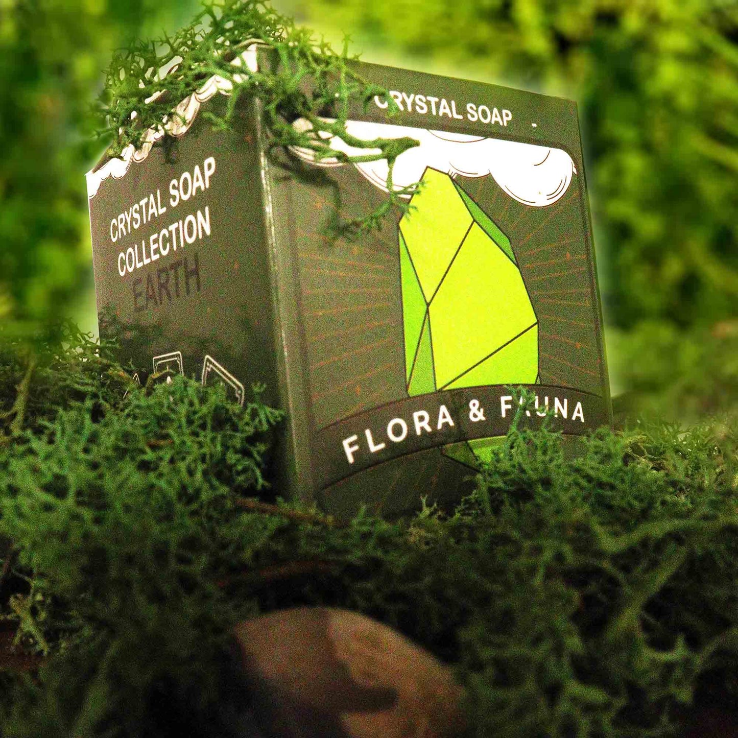 Crystal Earth Elemental Soap Bar – Flora & Fauna | Hidden Blood Stone, Green Aventurine or Tree Agate