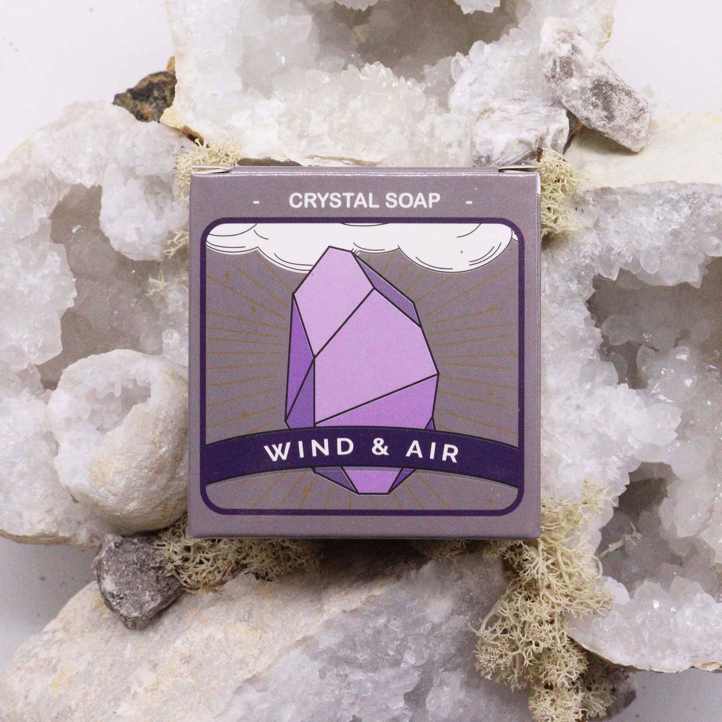Crystal Air Elemental Soap Bar – Wind & Air | Hidden Amethyst, White Aventurine or Clear Quartz