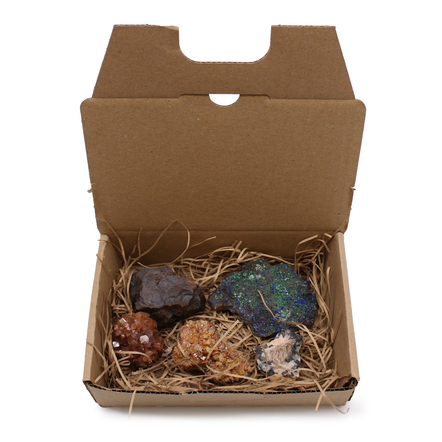 5-Pack Rare Mineral Specimens – Mix 3 | Azurite Malachite, Vanadinite, Aragonite, Barite Sericite + 1 Surprise Mineral