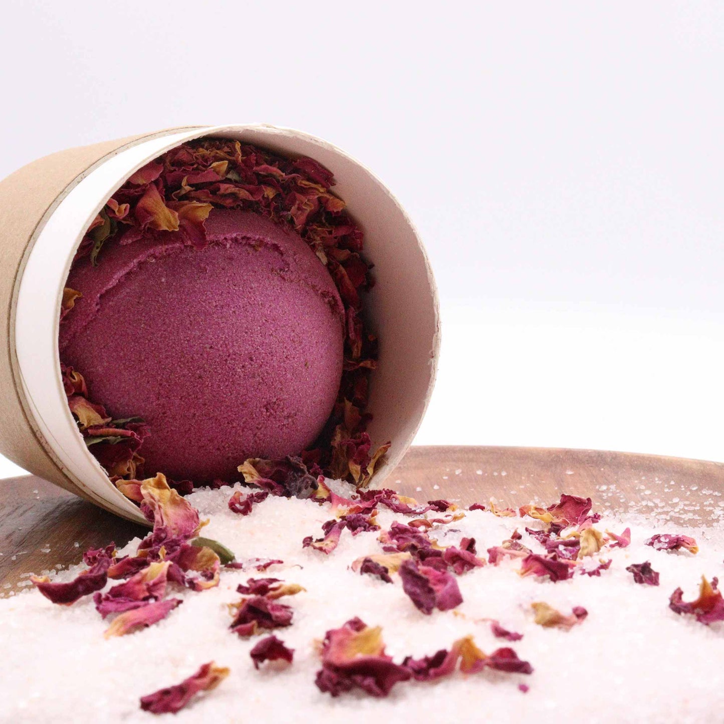 Cupid's Self Care Aromatherapy Bath Set – Bath Bomb, Himalayan Salt & Dried Flowers | Ylang Ylang & Ginger Essential Oils with Rose Petals