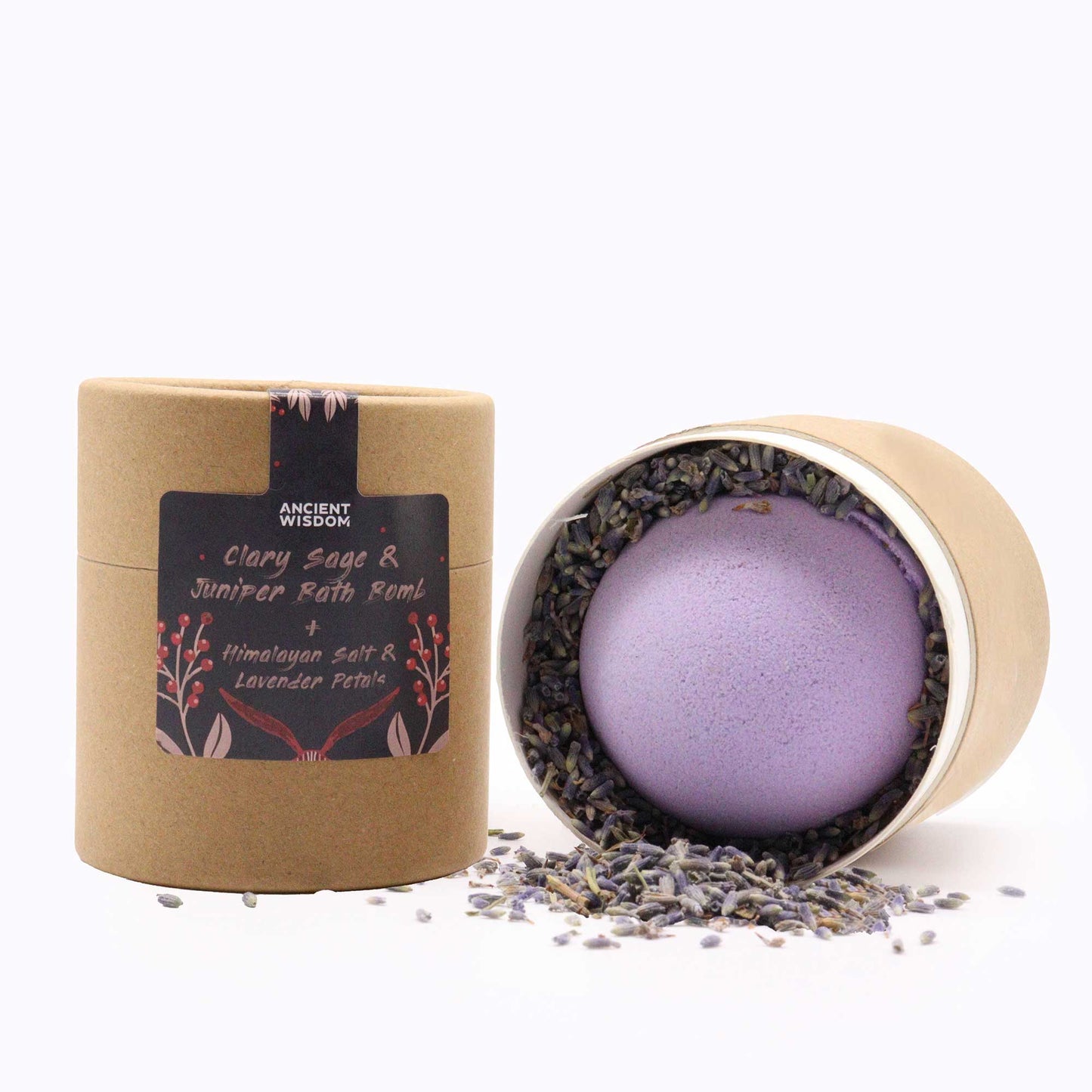 Enchanting Heart Heaven Aromatherapy Bath Set – Bath Bomb, Himalayan Salt & Dried Flowers | Clary Sage & Juniper Berry Essential Oils with Lavender Petals