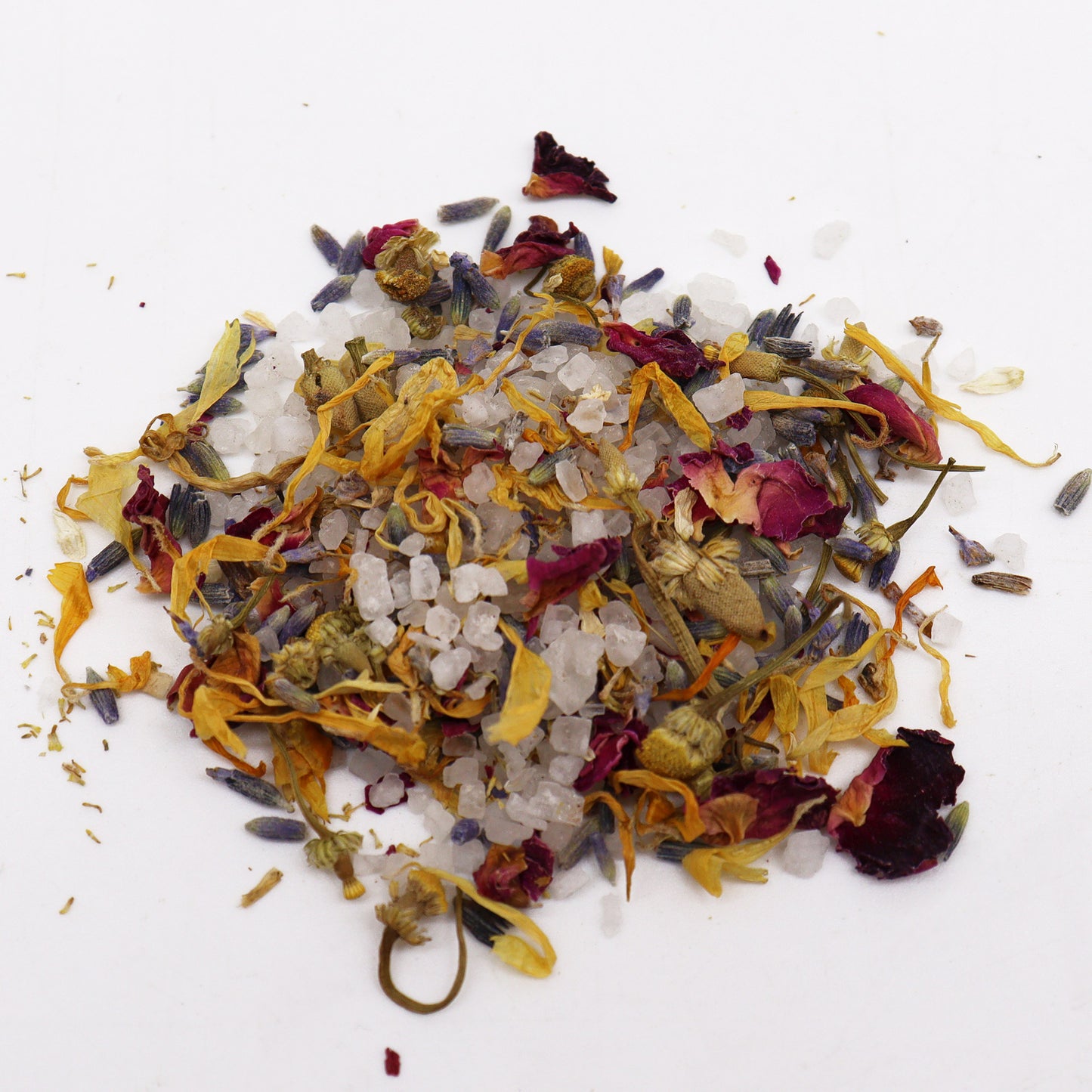 Floral Bath Soak Blend – 140g | Sea Salt with Lavender, Rose, Chamomile & Marigold Petals for Skin-Soothing, Relaxation & Aromatherapeutic Support