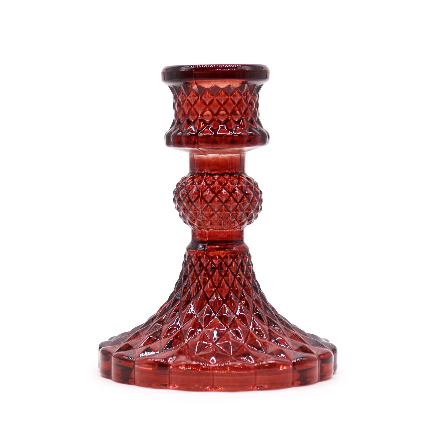 Vintage Style Pressed Glass Candle Holder – Vampire Red | Fits Dinner Candles