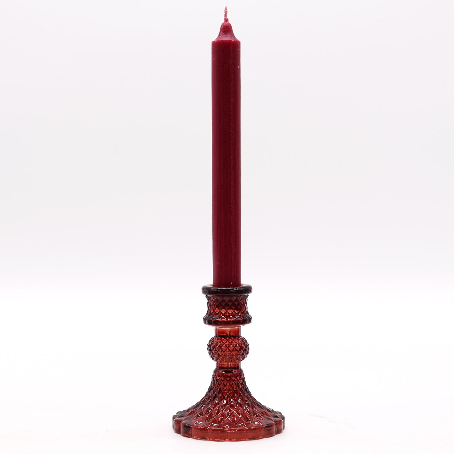 Vintage Style Pressed Glass Candle Holder – Vampire Red | Fits Dinner Candles