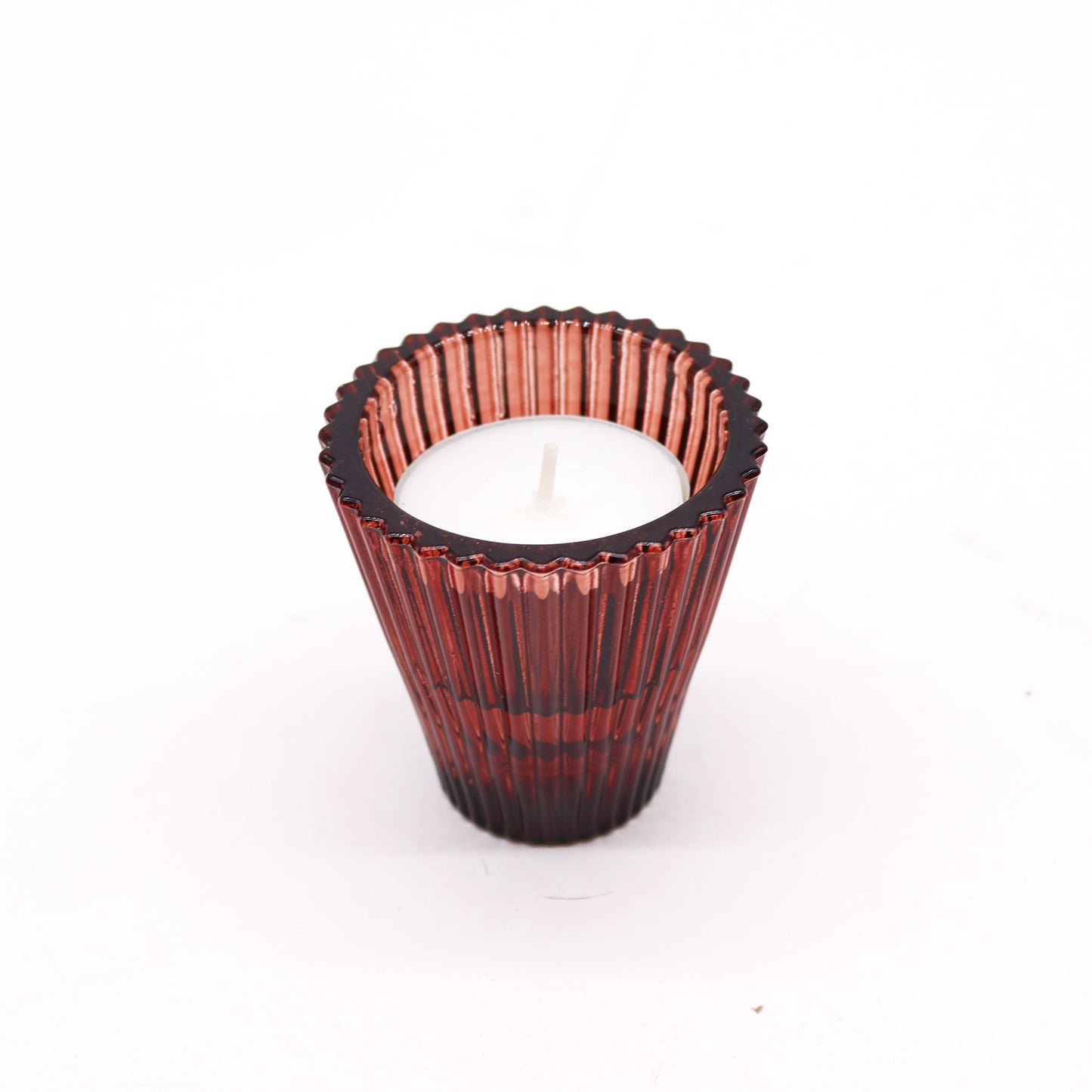 Flip Pressed Glass Candle Holder – Vampire Red | Fits Dinner Candles & Tea Lights