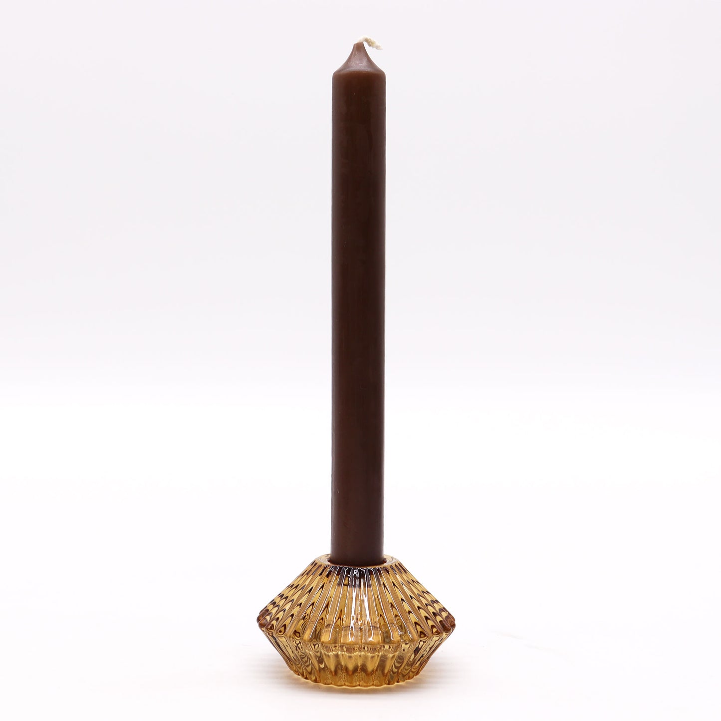 Flower Flip Pressed Glass Candle Holder – Antique Amber | Fits Dinner Candles & Tea Lights