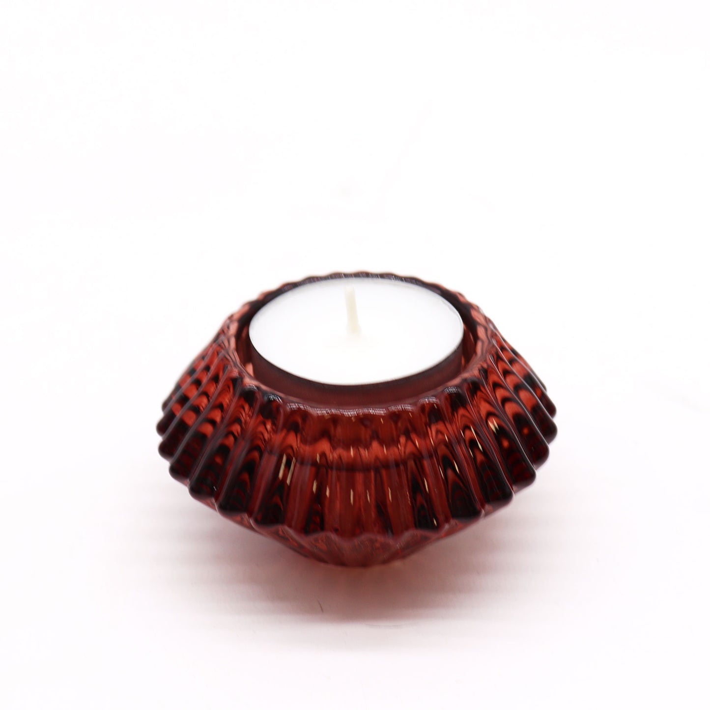 Flower Flip Pressed Glass Candle Holder – Vampire Red | Fits Dinner Candles & Tea Lights