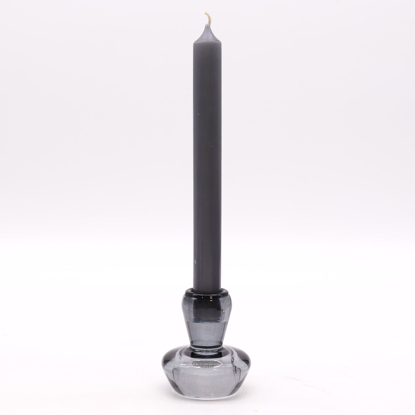 Mushroom Flip Pressed Glass Candle Holder – Midnight Grey | Fits Dinner Candles & Tea Lights
