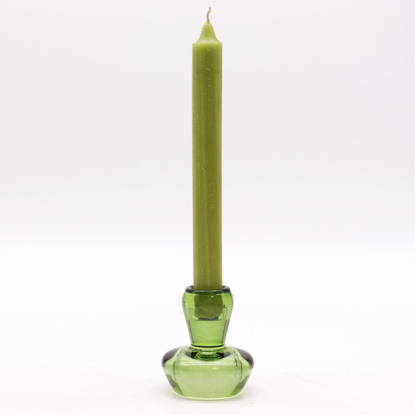 Mushroom Flip Pressed Glass Candle Holder – Jade Green | Fits Dinner Candles & Tea Lights