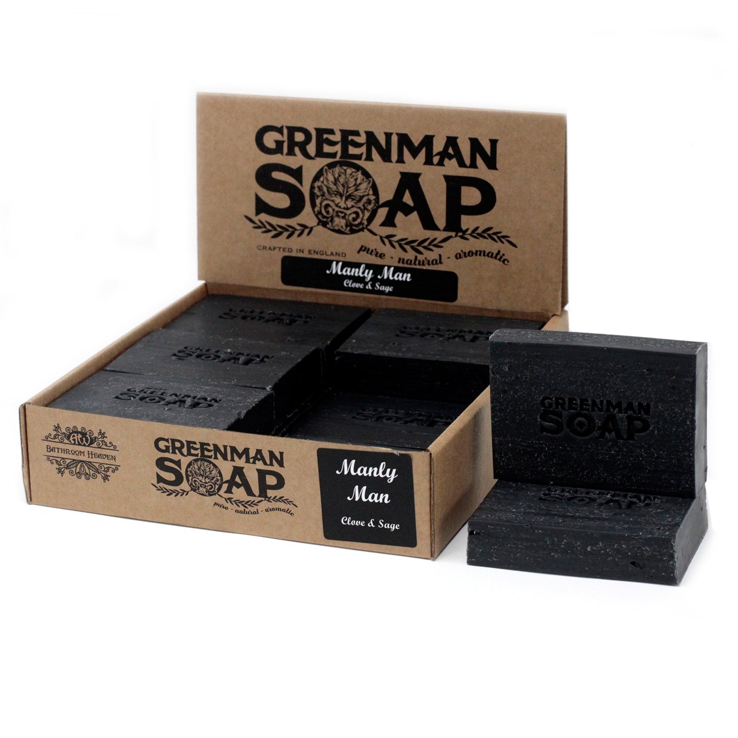 Greenman Soap Bar – Manly Man | Clove & Sage Essential Oils with Activated Charcoal