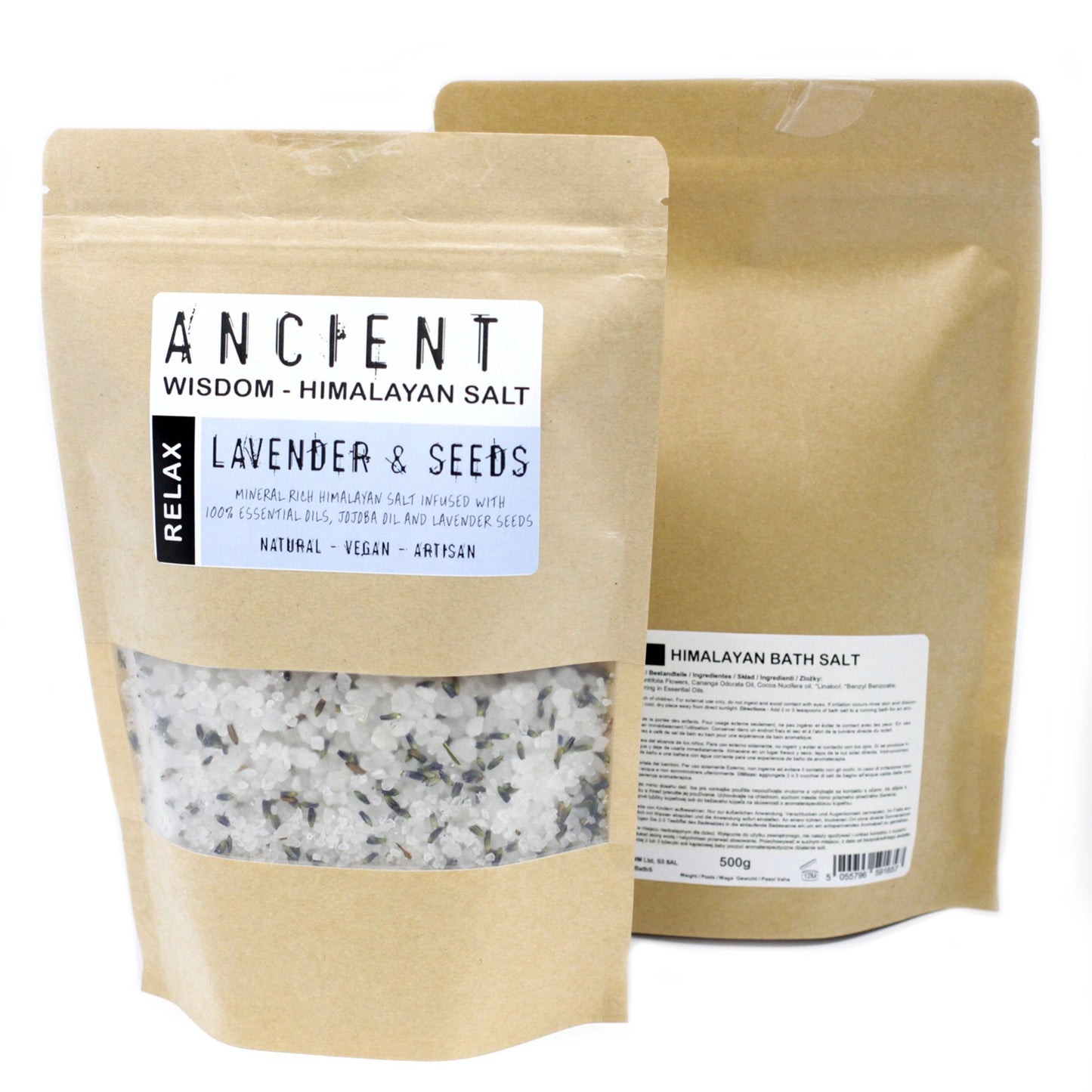 Relax Himalayan Bath Salt Blend – 500g | Lavender Essential Oil with Jojoba oil & Lavender seeds