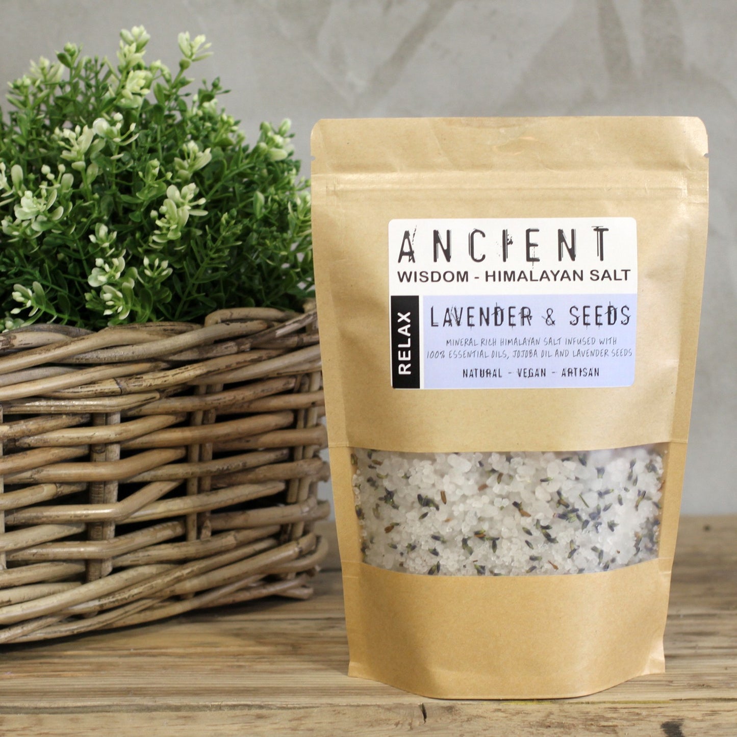 Relax Himalayan Bath Salt Blend – 500g | Lavender Essential Oil with Jojoba oil & Lavender seeds