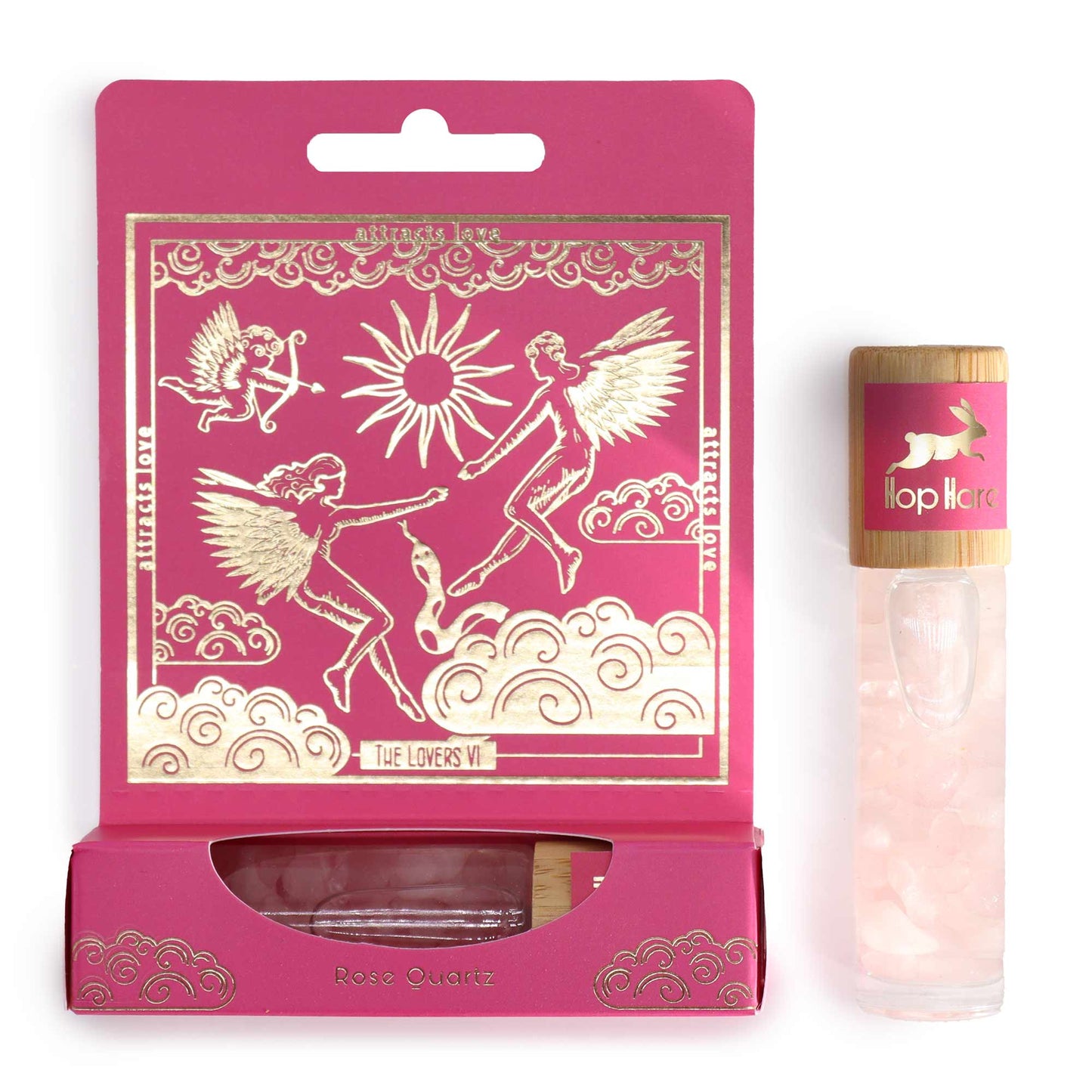 The Lovers – Hope Hare Gemstone Essential Oil Roll On | Rose Quartz with Clary Sage, Lavender, Sandalwood Amyris, Ylang Ylang & Rose