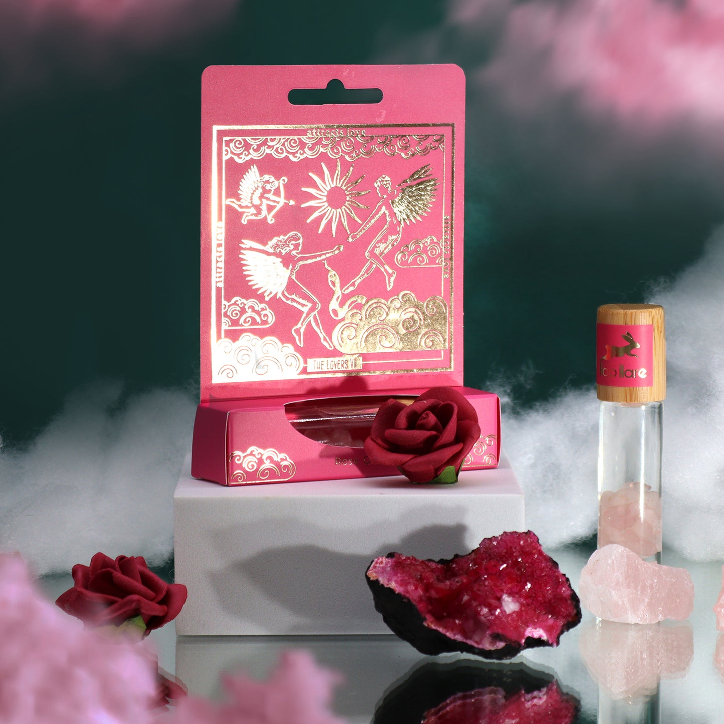 The Lovers – Hope Hare Gemstone Essential Oil Roll On | Rose Quartz with Clary Sage, Lavender, Sandalwood Amyris, Ylang Ylang & Rose