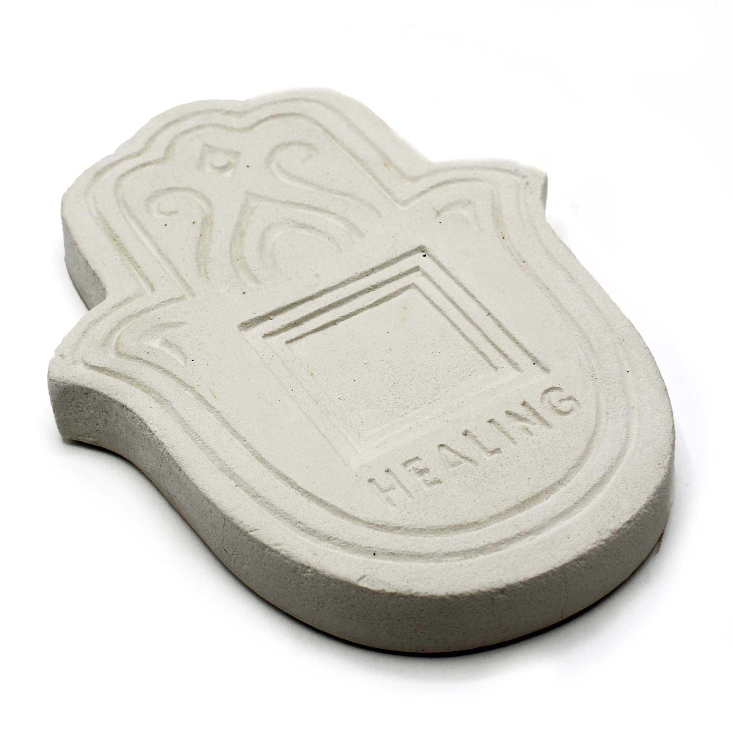 Healing Incense Powder Plate – White Stone | Handcrafted Ritual Burner for Clarity & Peace
