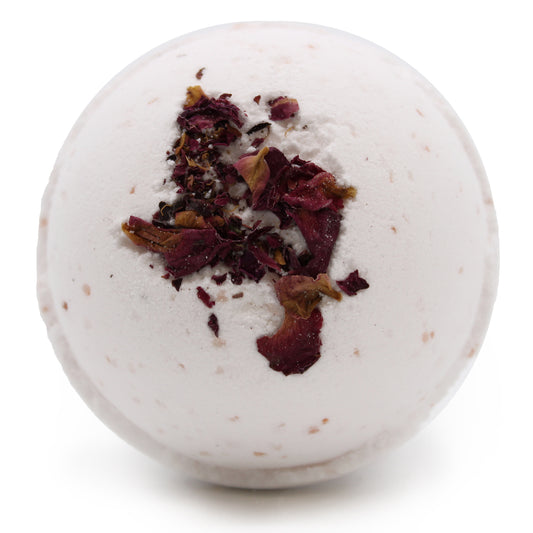 Sensual Himalayan Salt Bath Bomb – 180g | Ylang Ylang Essential Oil with Coconut Oil & Dried Rose Petals