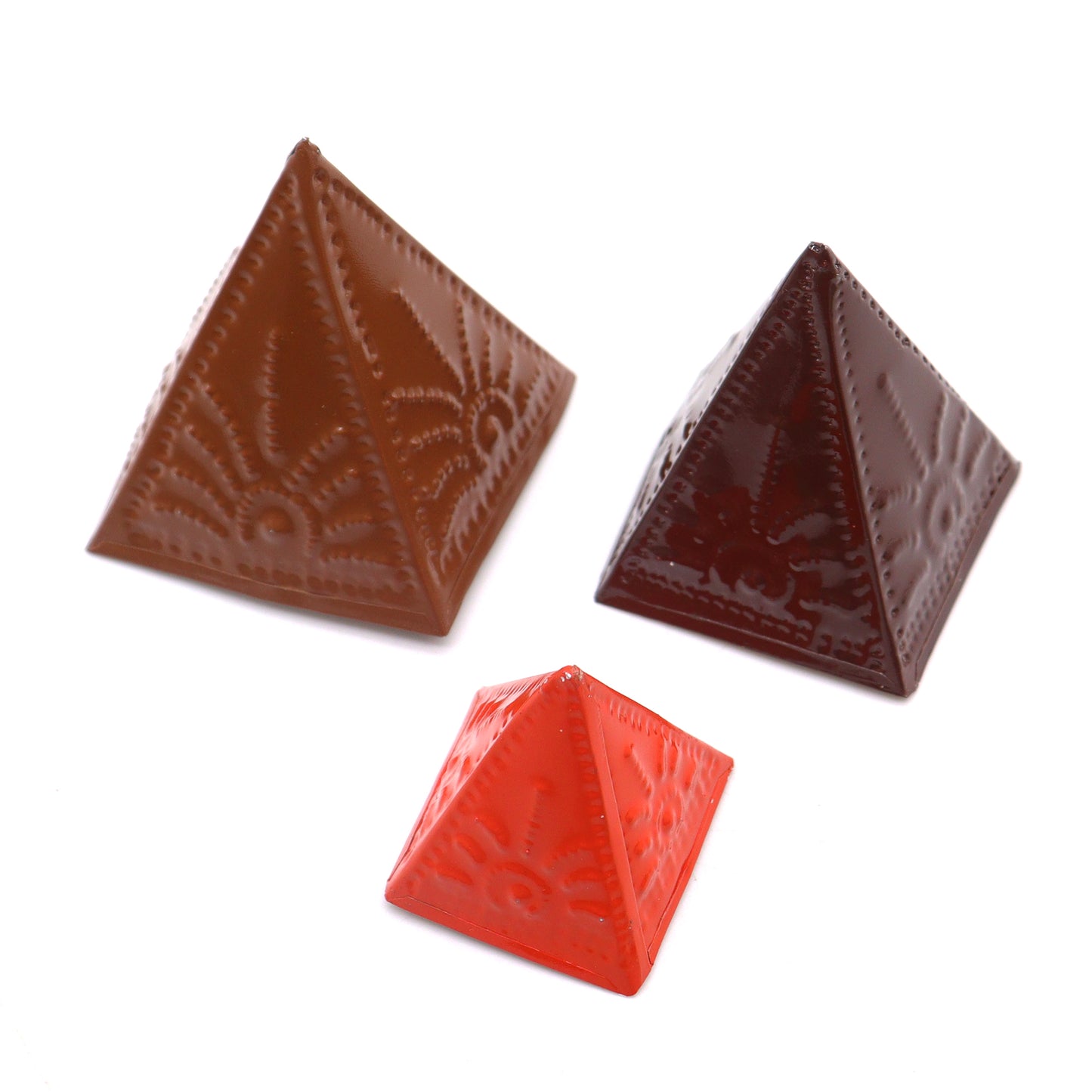 Incense Powder Pyramid Mould Set – Light Brown, Dark Brown & Orange | 3 Moulds for Ritual Use
