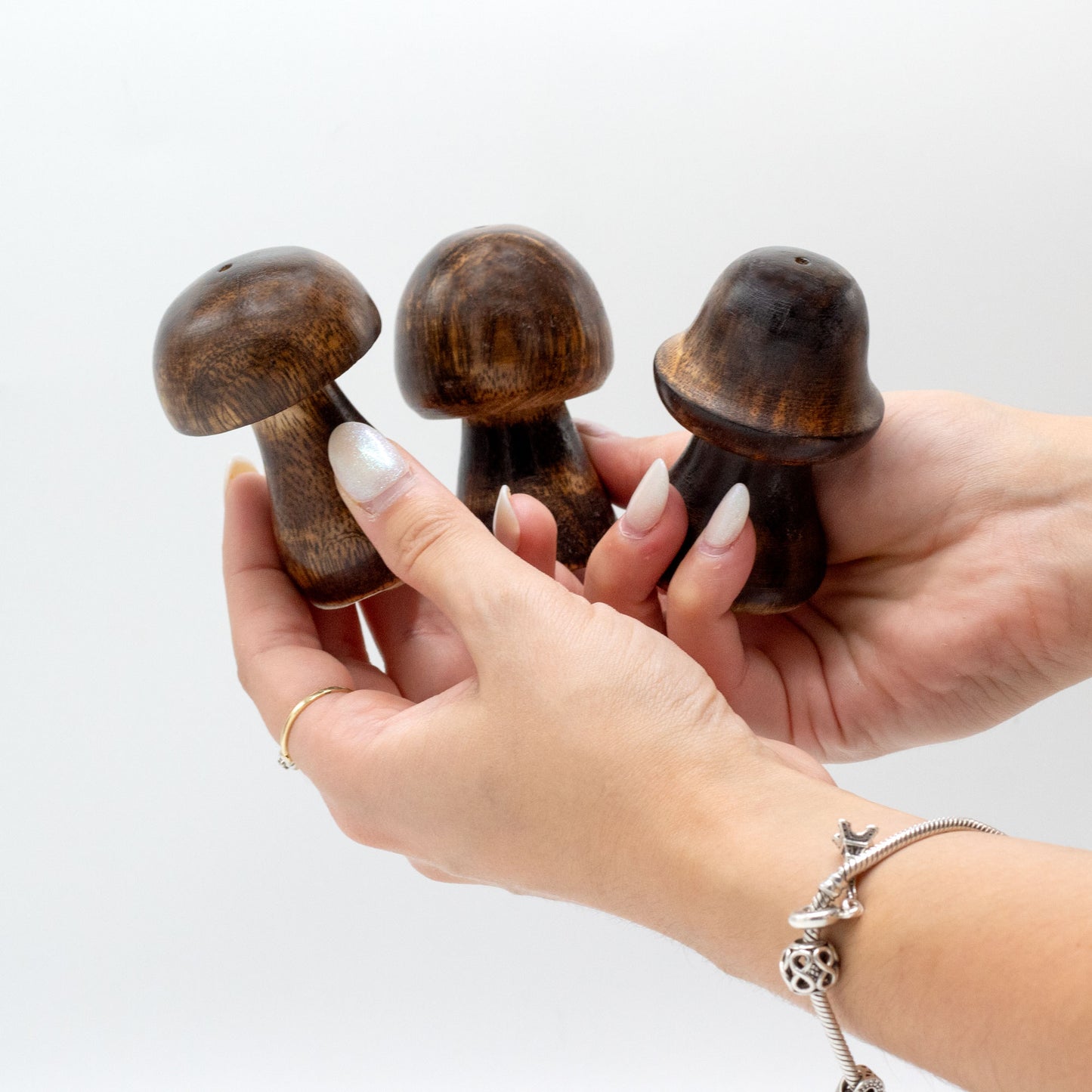 Miniature Mushroom Incense Holders – Set of 3 | Handcrafted Mango Wood