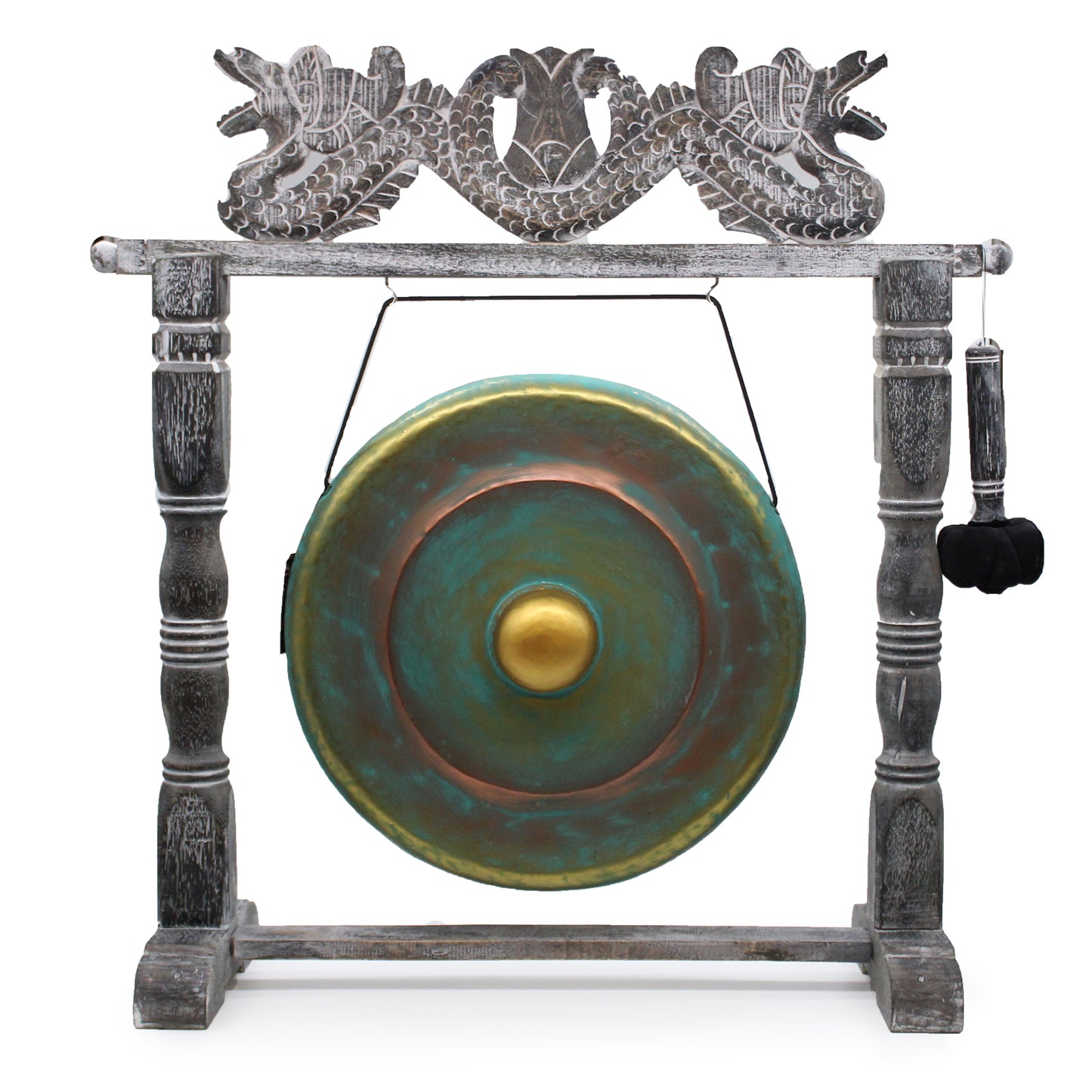 Greenwash Healing Gong with Antique Stand – Small (35cm) | Handmade, Resonant & Spiritual Décor