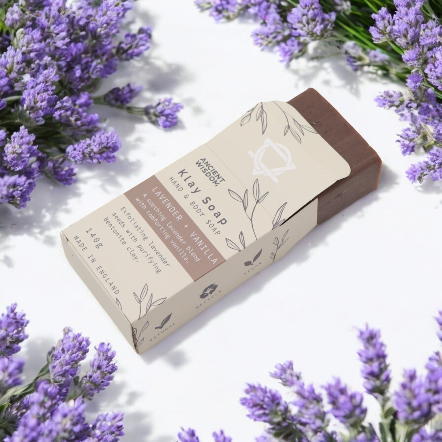 Klay Soap Bar – Lavender & Vanilla | Bentonite Clay + Lavender Seeds