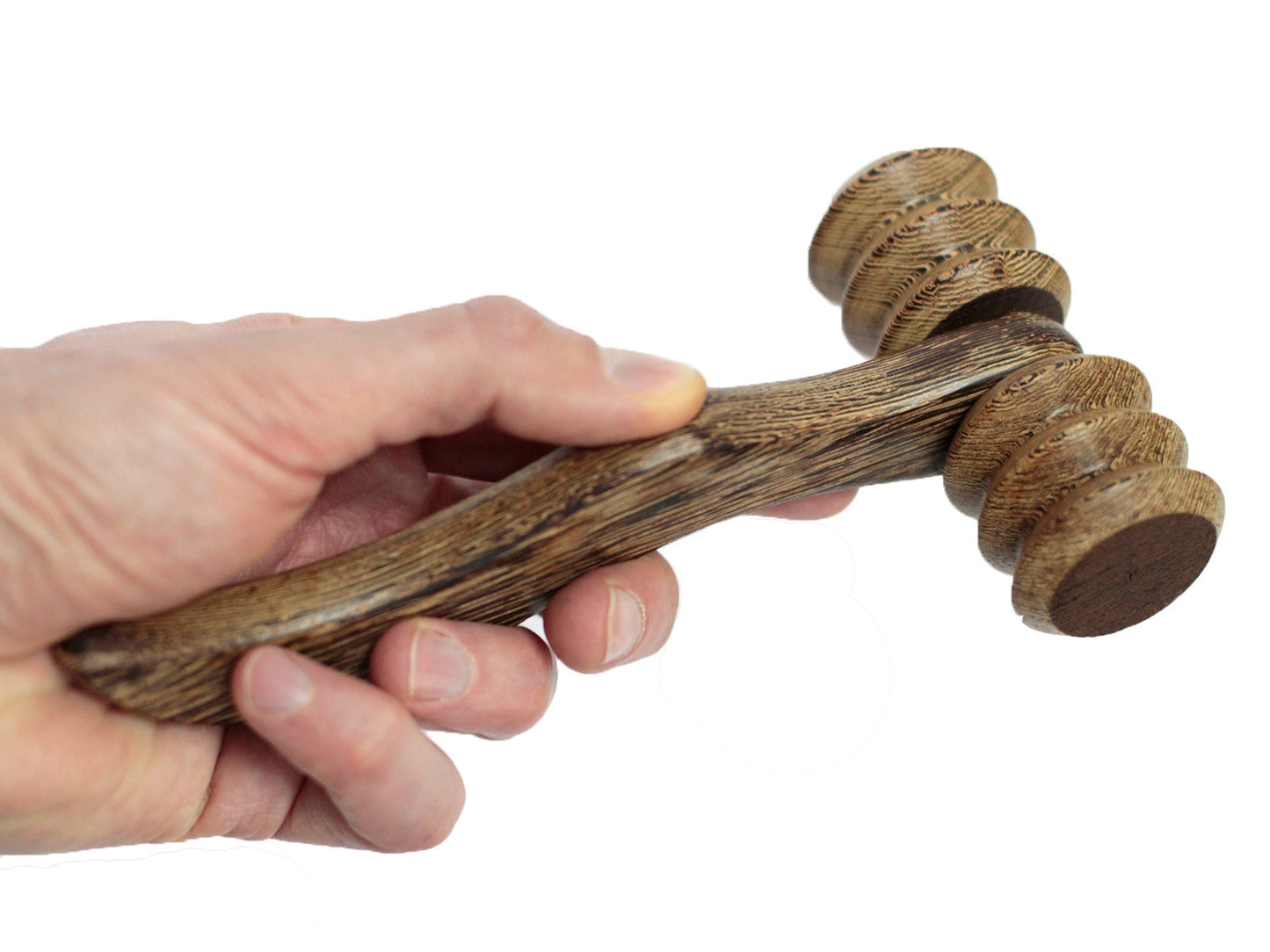 Ribbed Hand Roller – Deep Tissue Wooden Massager | Redwood
