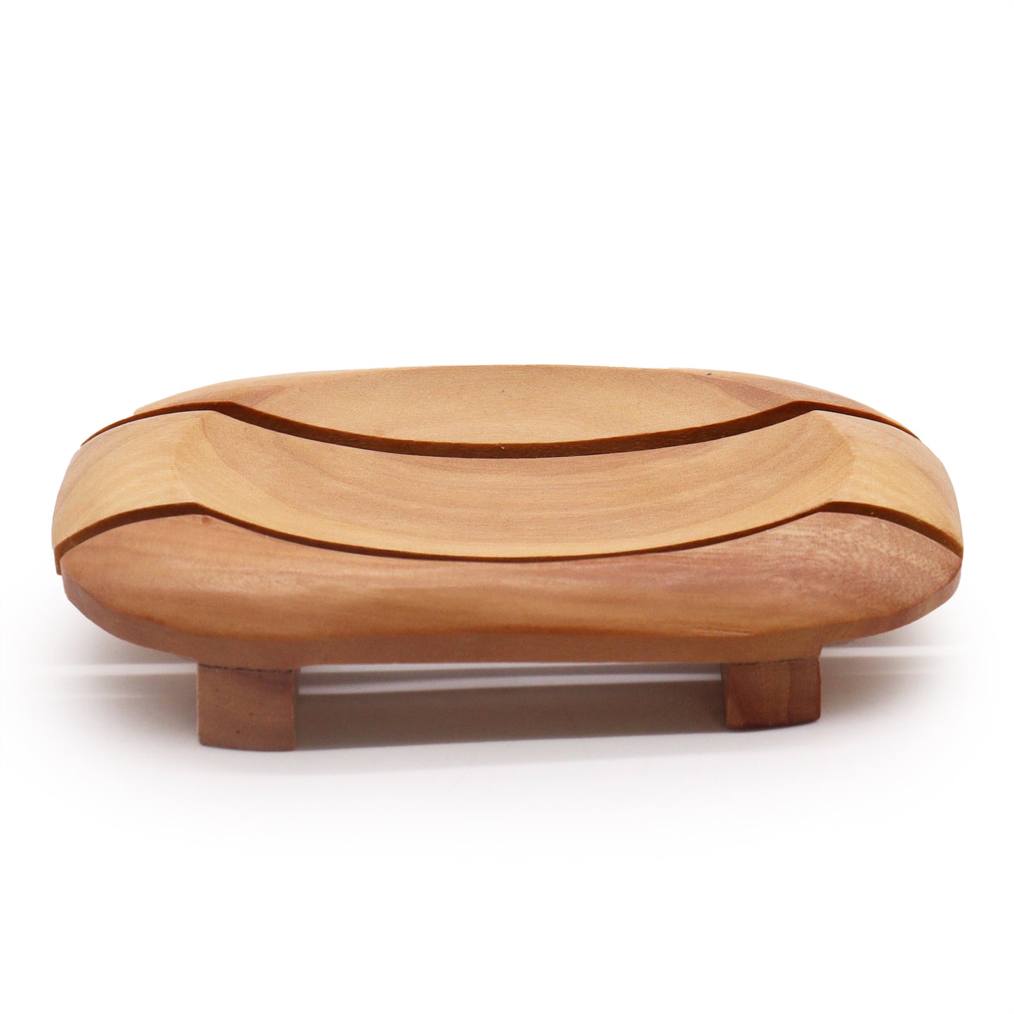 Mahogany Wood Soap Dish – Rounded Rectangle | Sustainable Wood with Natural Grain