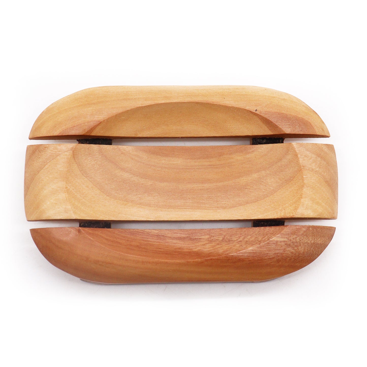 Mahogany Wood Soap Dish – Rounded Rectangle | Sustainable Wood with Natural Grain
