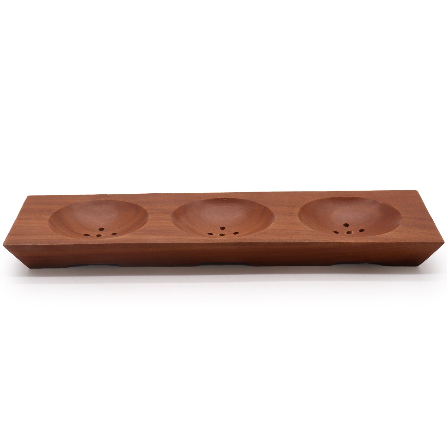 Mahogany Wood Soap Dish – Three Bay | Sustainable Wood with Natural Grain