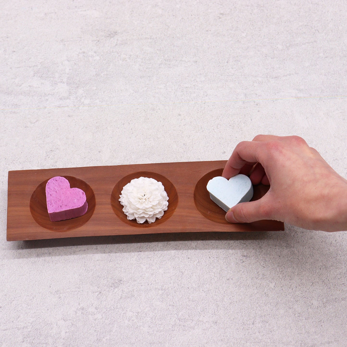 Mahogany Wood Soap Dish – Three Bay | Sustainable Wood with Natural Grain
